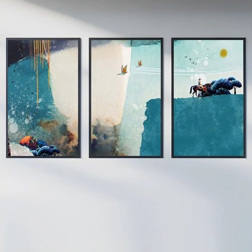 Abstract Horizon Journey – Set of 3 Modern Wall Art
