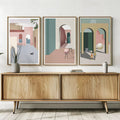 Modern Boho Architectural Escape – Set of 3 Abstract Wall Art