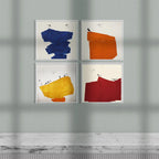 Minimalist Color Blocks with Birds – Set of 4 Abstract Wall Art Prints