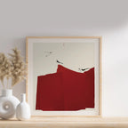 Minimalist Color Blocks with Birds – Set of 4 Abstract Wall Art Prints