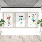 Modern Geometric Fusion – Set of 3 Abstract Wall Art
