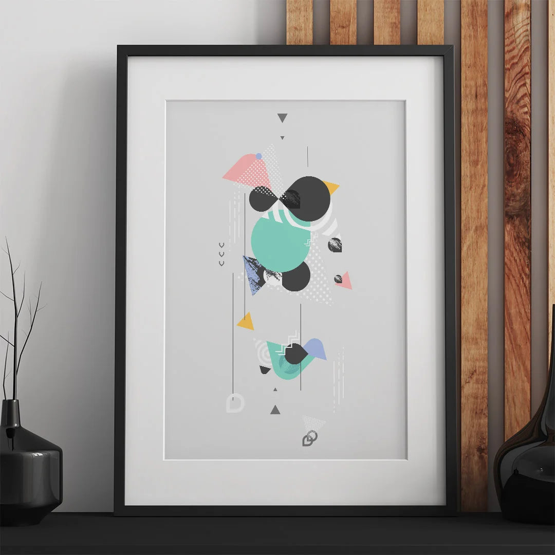 Modern Geometric Fusion – Set of 3 Abstract Wall Art
