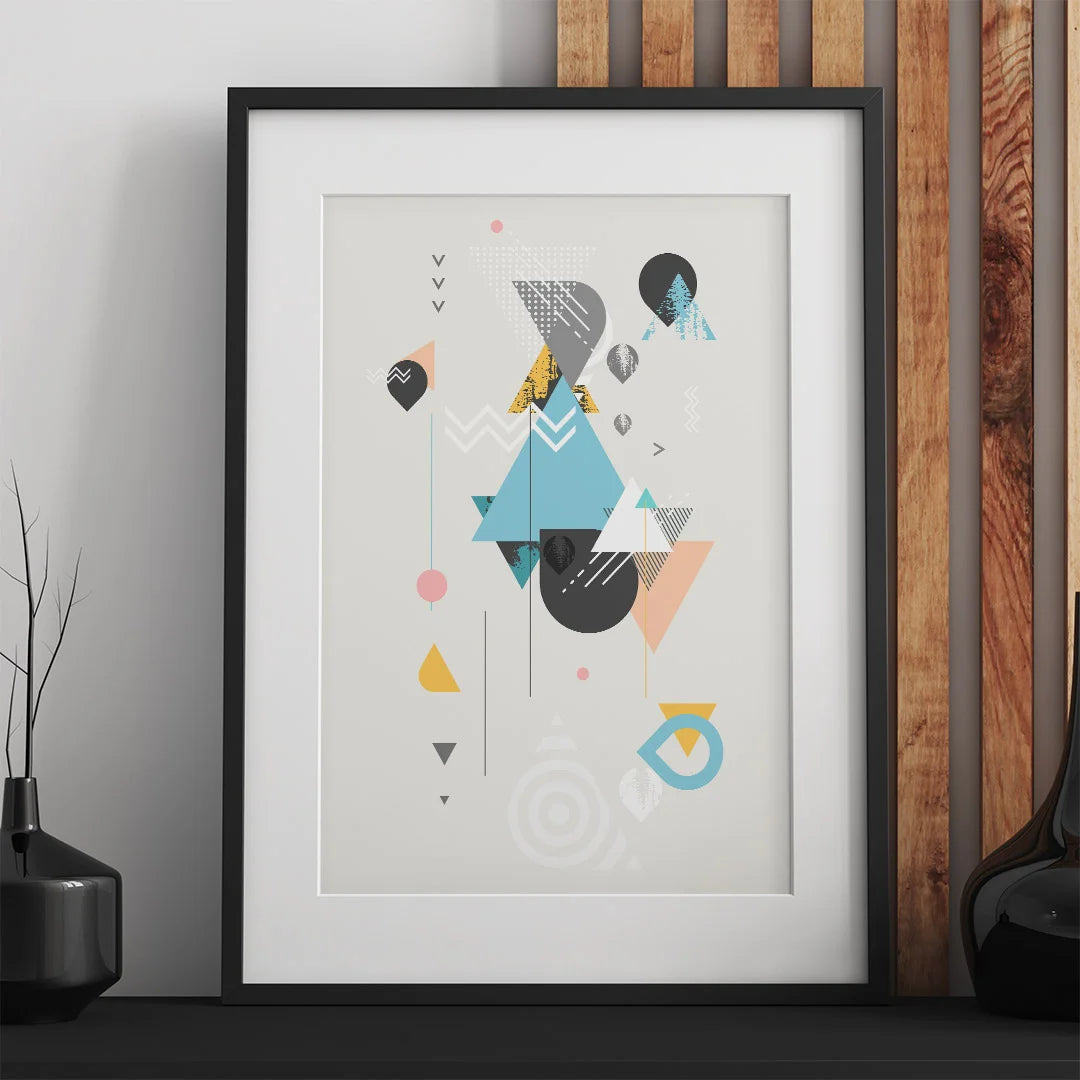Modern Geometric Fusion – Set of 3 Abstract Wall Art