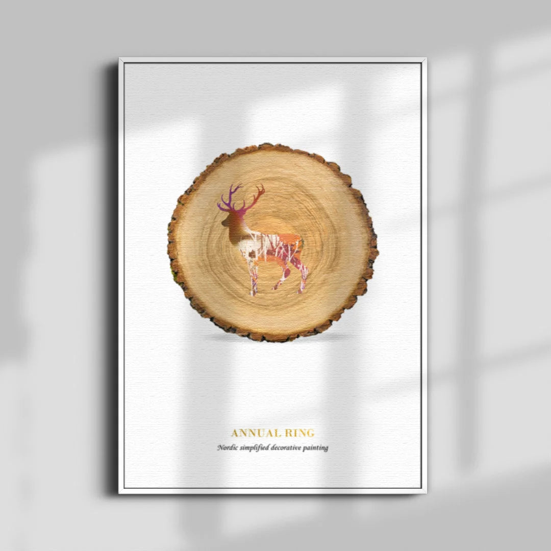 Nordic Tree Ring Deer Art – Set of 3 Nature-Inspired