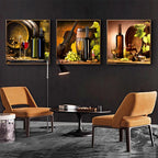Vintage Wine & Melody Still Life – Set of 3 Wall Art Prints