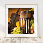Vintage Wine & Melody Still Life – Set of 3 Wall Art Prints