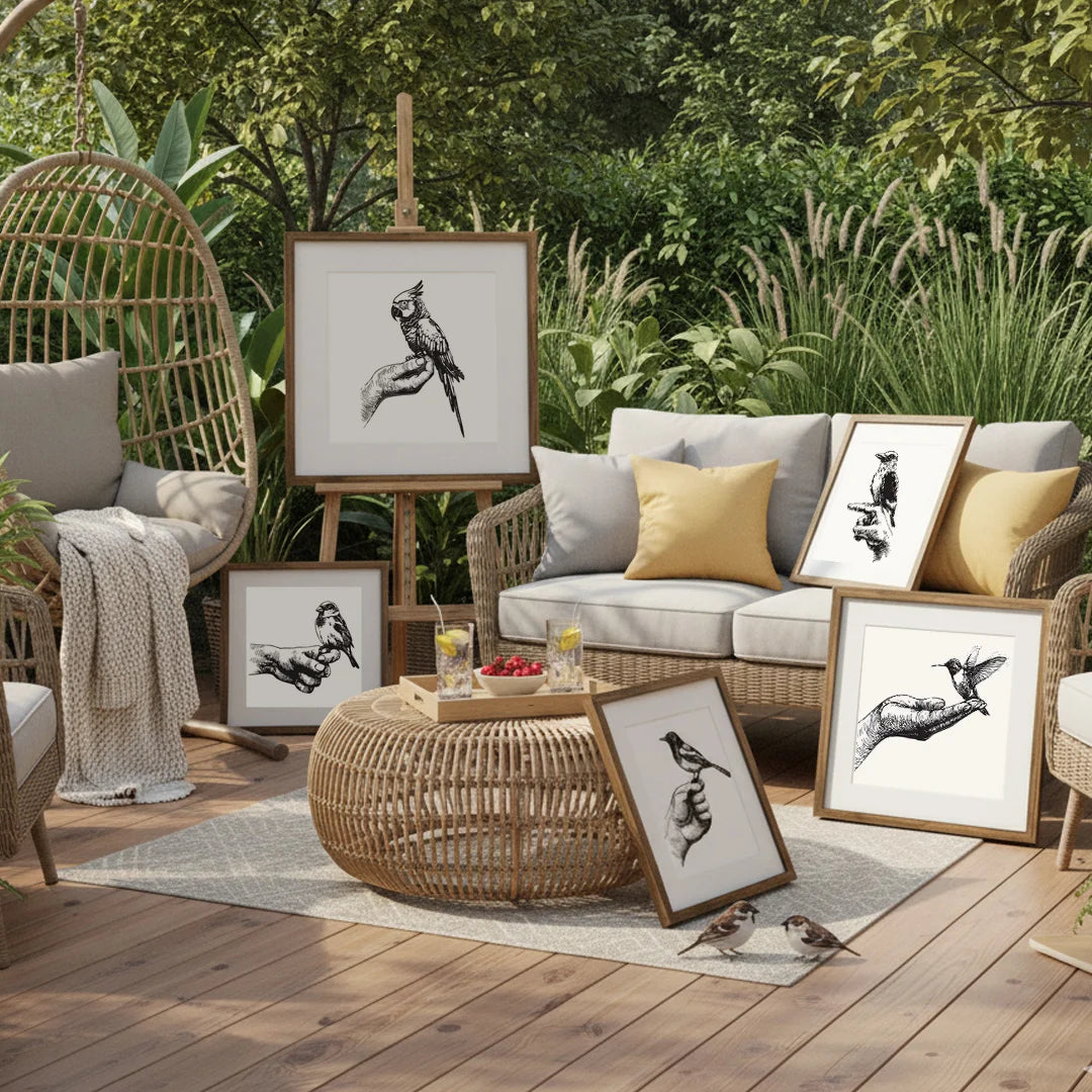 Minimalist Bird Sketch Collection – Set of 6 Nature Line Art