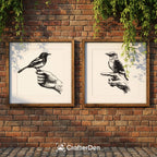 Minimalist Bird Sketch Collection – Set of 6 Nature Line Art