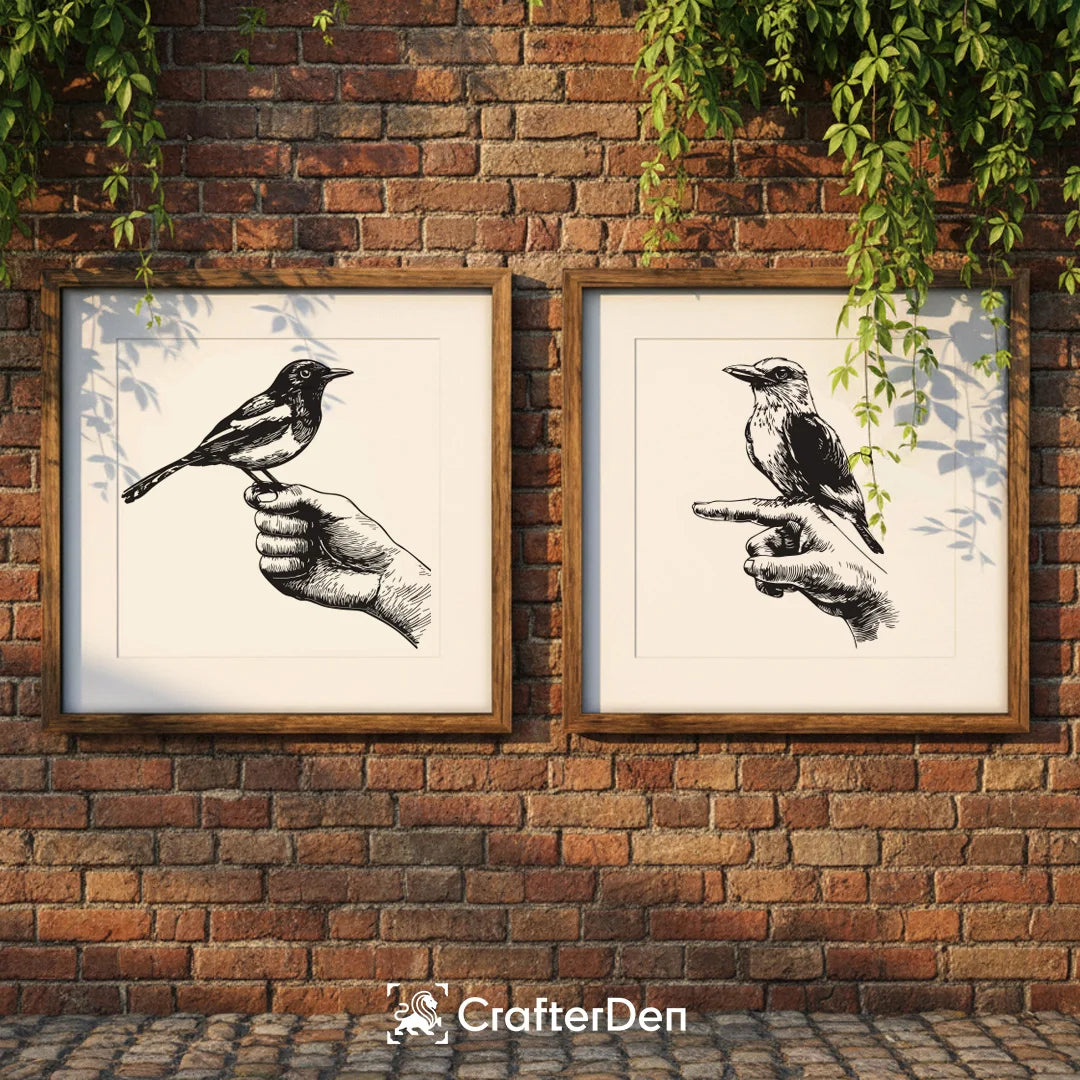 Minimalist Bird Sketch Collection – Set of 6 Nature Line Art