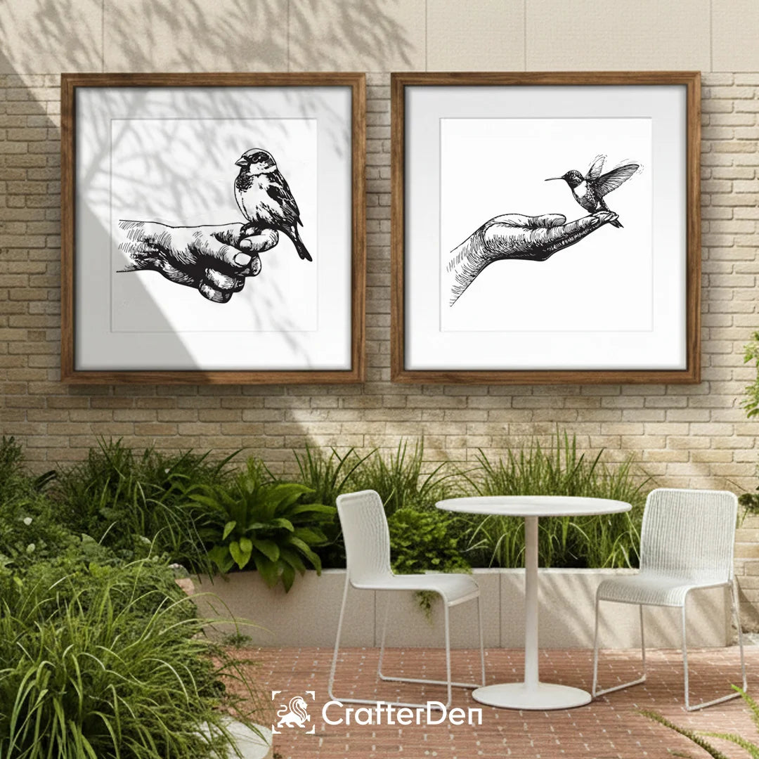 Minimalist Bird Sketch Collection – Set of 6 Nature Line Art