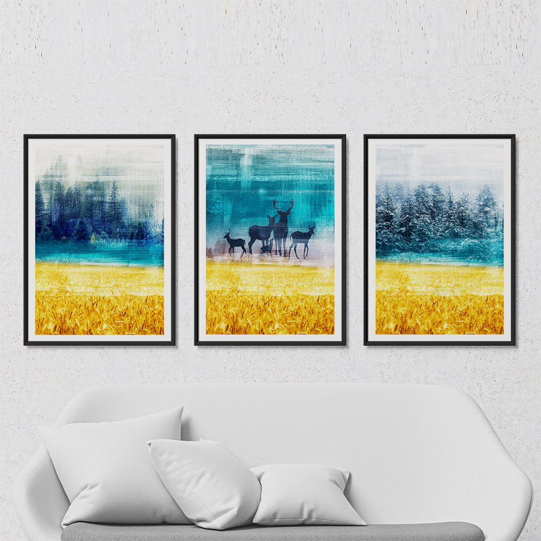 Golden Meadow Serenity: Set of 3