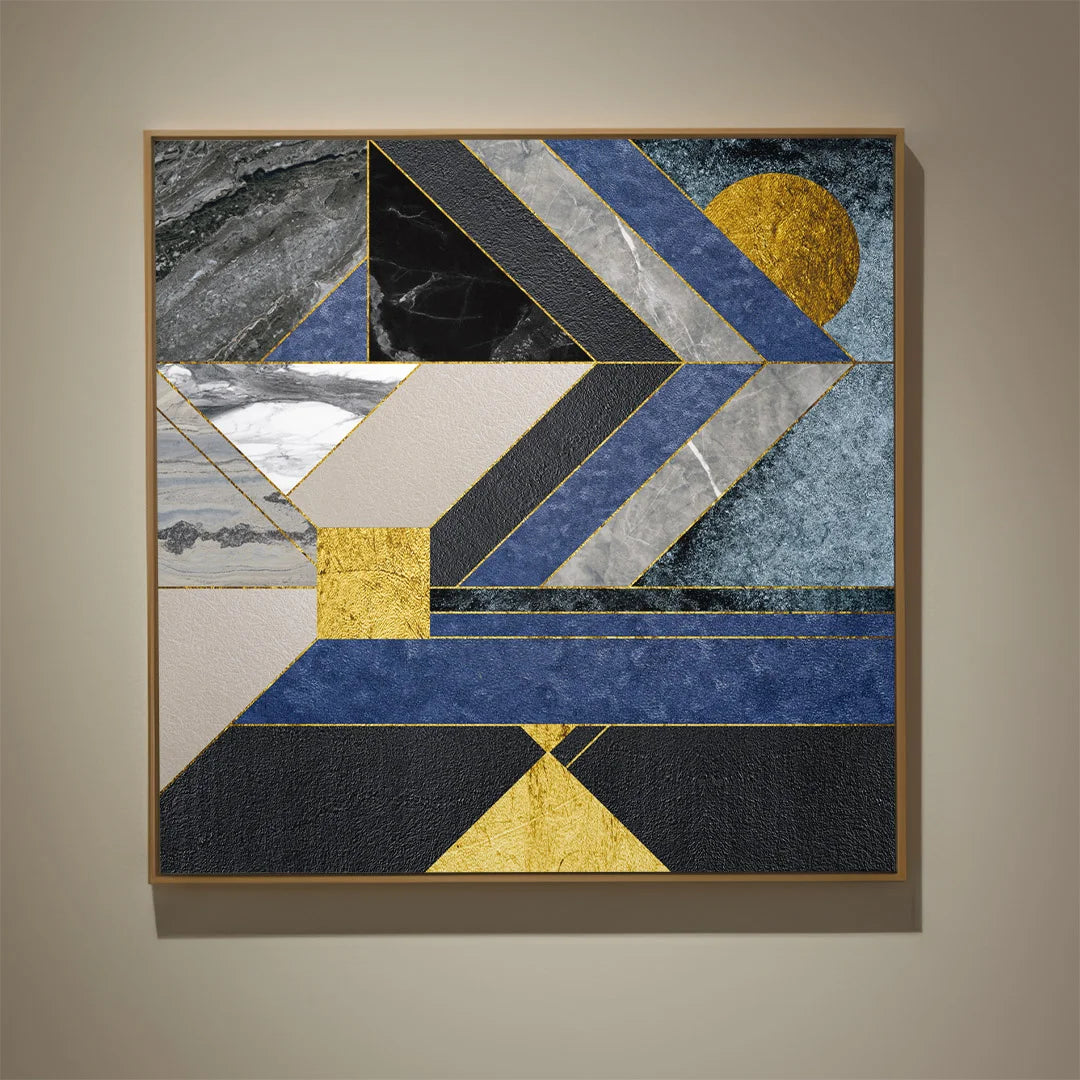 Geometric Luxe Gold & Marble – Set of 2 Abstract Wall Art