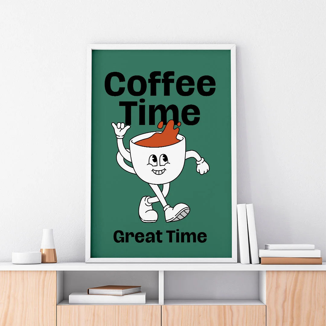 Coffee Time Fun – Retro Style Wall Art Poster