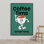 Coffee Time Fun – Retro Style Wall Art Poster
