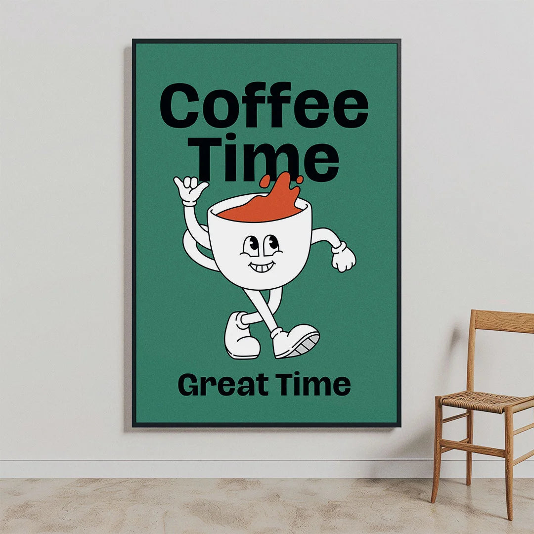 Coffee Time Fun – Retro Style Wall Art Poster