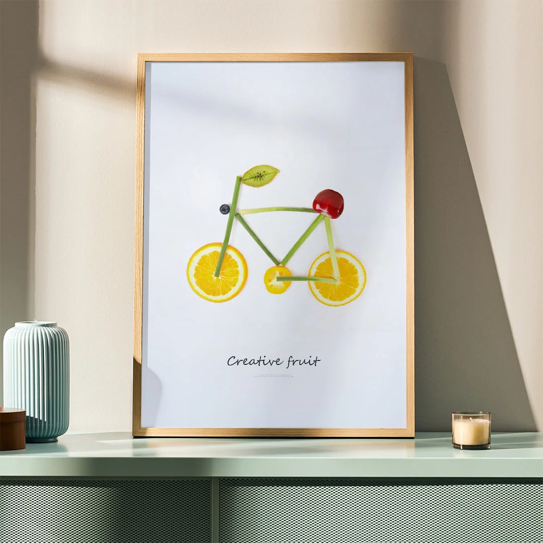 Creative Fruit Bicycle – Minimalist Kitchen Wall Art