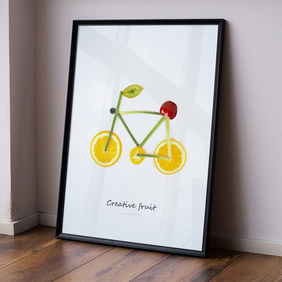 Creative Fruit Bicycle – Minimalist Kitchen Wall Art