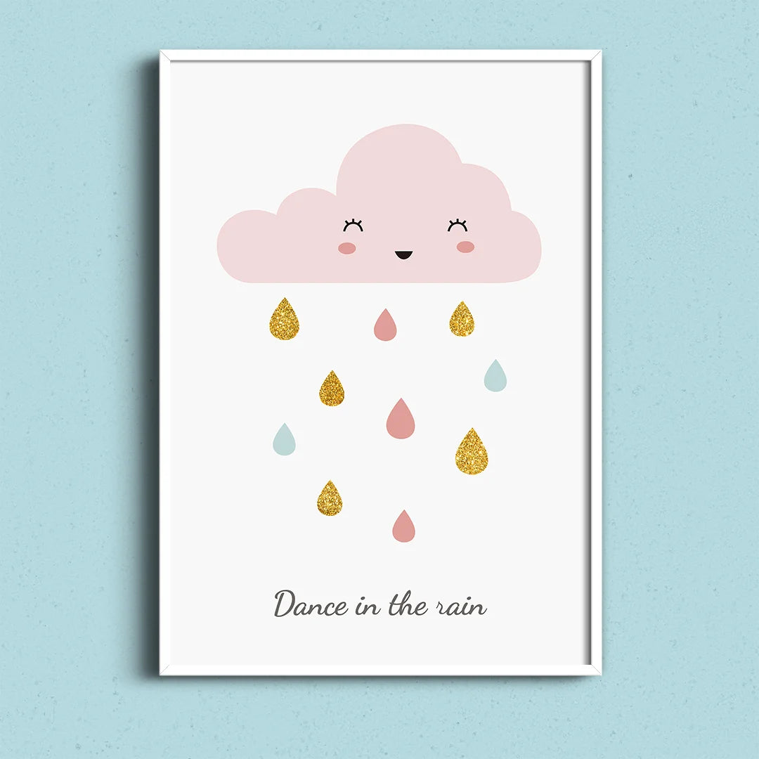Dance in the Rain – Cute Minimal Kids Wall Art