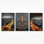 Urban Nights Paris Glow – Set of 3 Cityscape Wall Art Prints