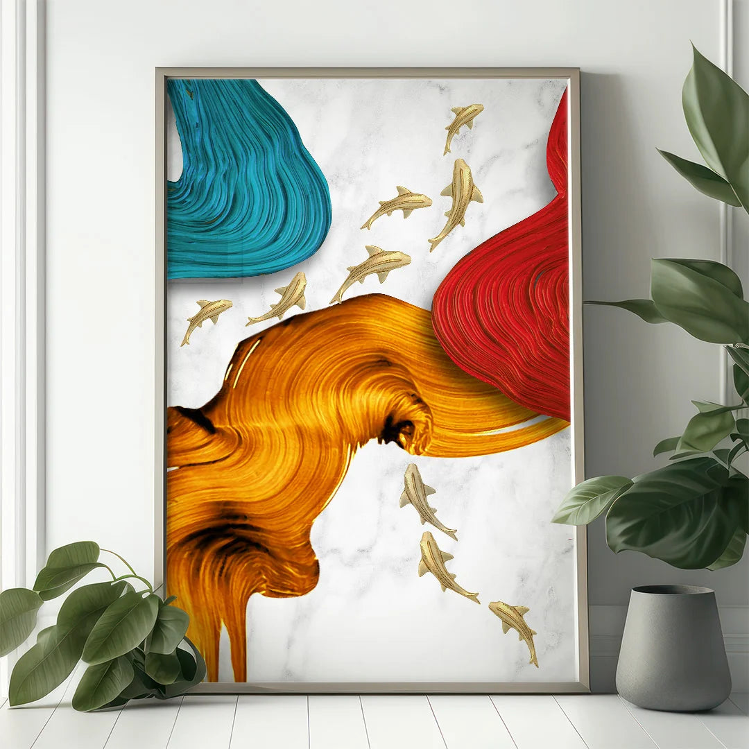 Golden Flow Fish – Vaastu Prosperity Wall Art