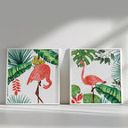 Tropical Flamingo Paradise – Set of 2 Botanical Wall Art Prints