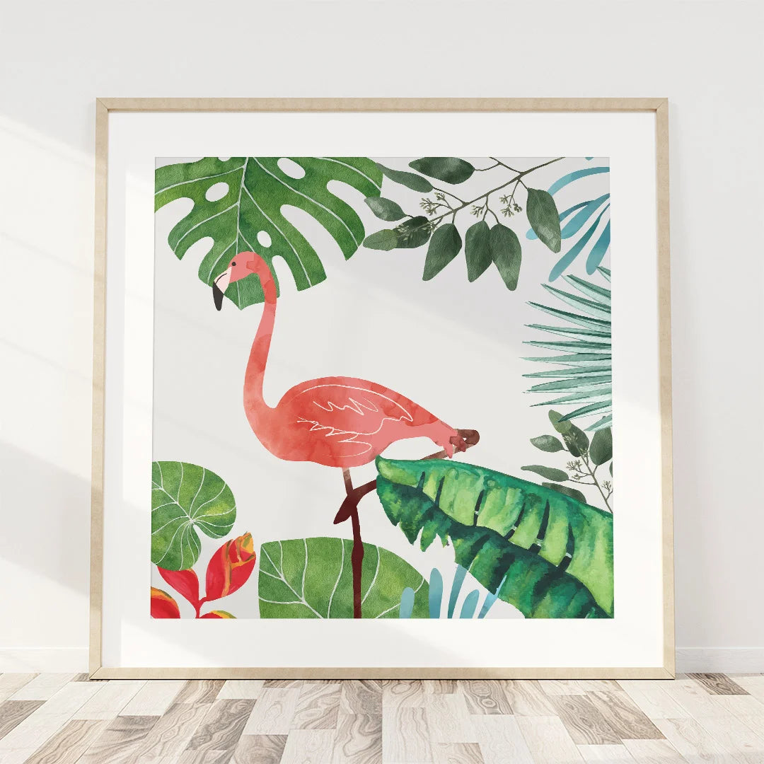 Tropical Flamingo Paradise – Set of 2 Botanical Wall Art Prints