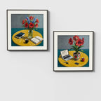 Modern Floral Still Life – Set of 2 Contemporary Wall Art