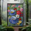 Floral Tea Garden – Vibrant Still Life Wall Art