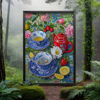Floral Tea Garden – Vibrant Still Life Wall Art