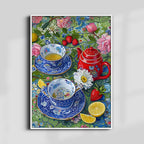 Floral Tea Garden – Vibrant Still Life Wall Art