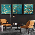 Blossom Elegance on Teal – Set of 3 Floral Art Prints