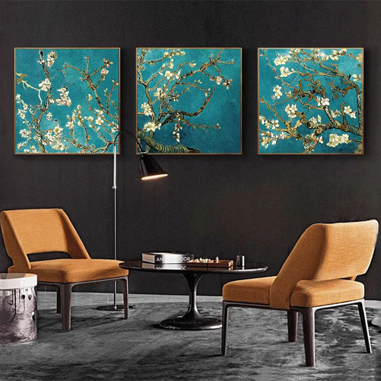 Blossom Elegance on Teal – Set of 3 Floral Art Prints