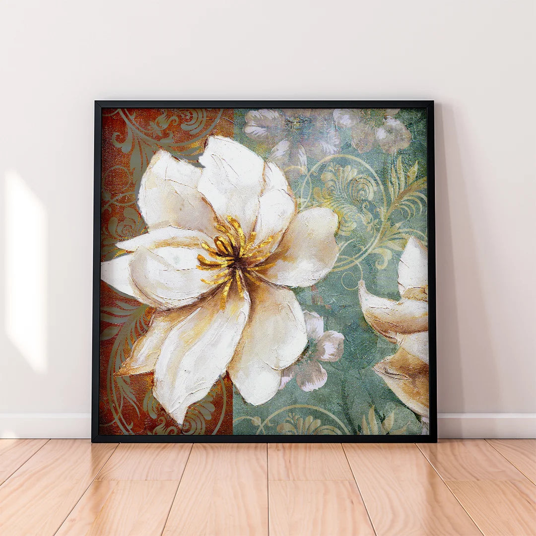 Vintage White Blossom Charm – Set of 2 Floral Wall Art Prints