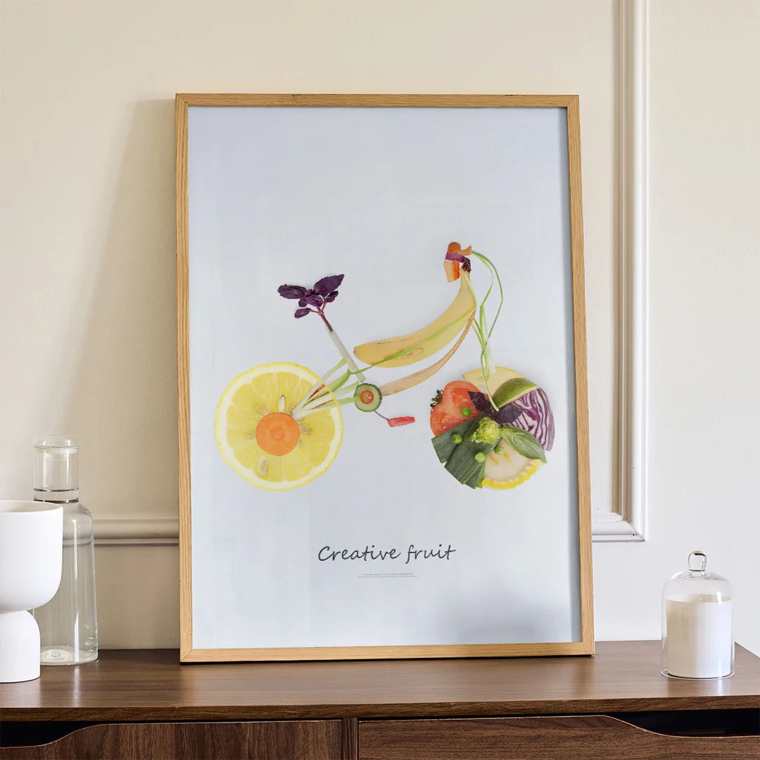 Creative Fruit Ride – Minimalist Bicycle Wall Art