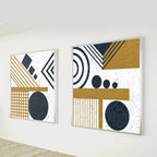 Modern Geometric Gold & Navy – Set of 2 Abstract Wall Art Prints