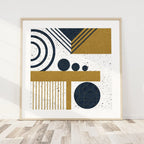 Modern Geometric Gold & Navy – Set of 2 Abstract Wall Art Prints