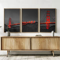 Golden Gate Night Glow – Set of 3 Cityscape Wall Art Prints