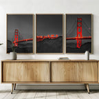 Golden Gate Night Glow – Set of 3 Cityscape Wall Art Prints