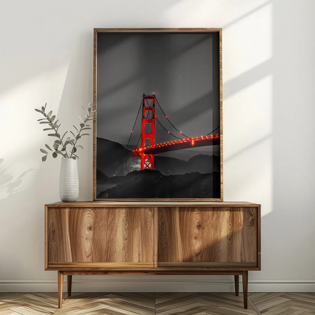 Golden Gate Night Glow – Set of 3 Cityscape Wall Art Prints