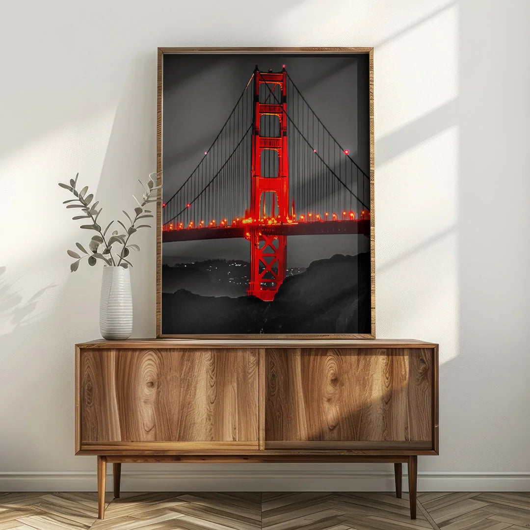 Golden Gate Night Glow – Set of 3 Cityscape Wall Art Prints