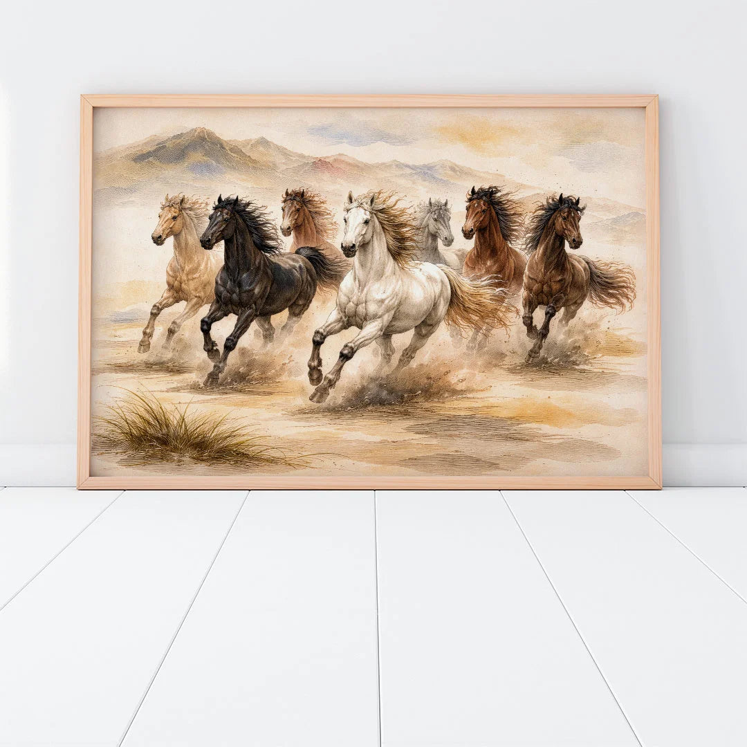 Seven Running Horses – Vaastu Success & Prosperity Wall Art
