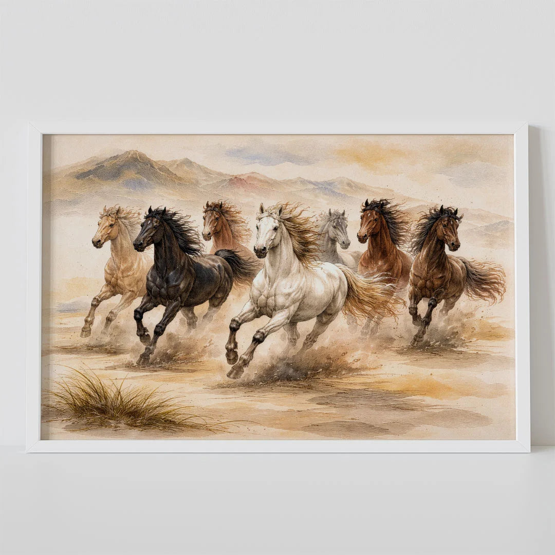 Seven Running Horses – Vaastu Success & Prosperity Wall Art