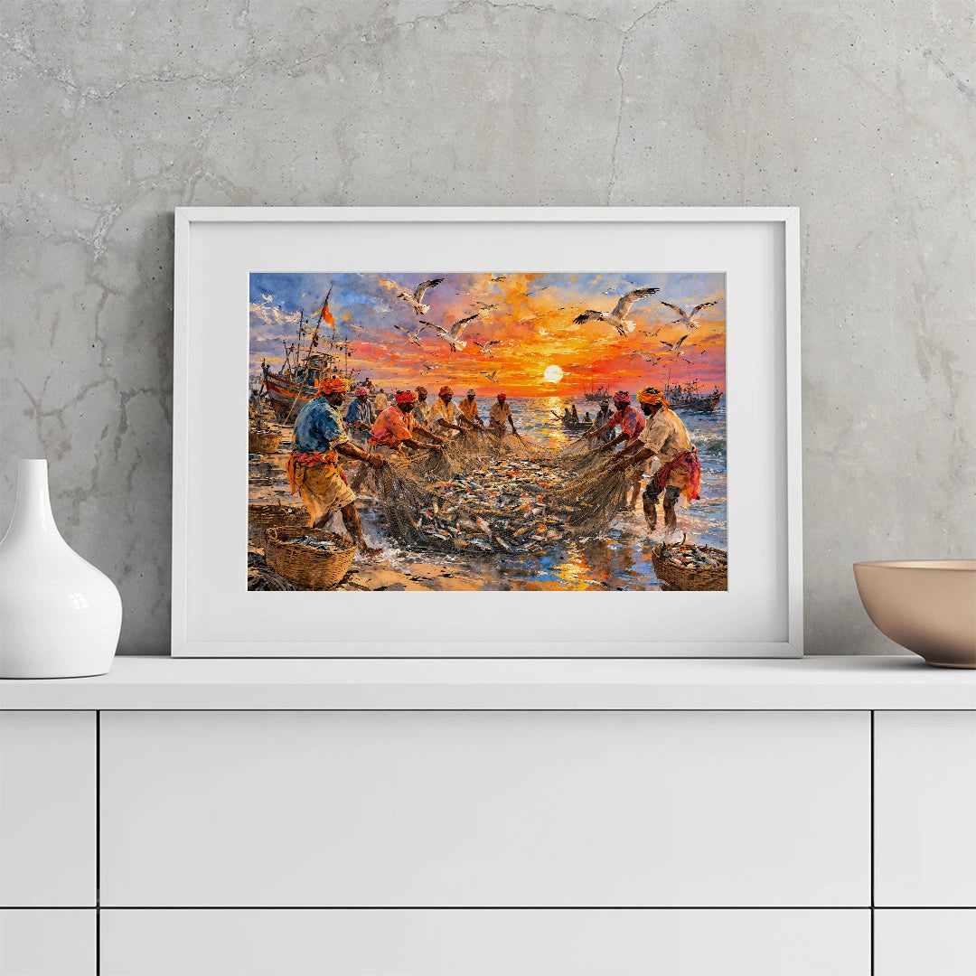 Coastal Fishermen at Sunset