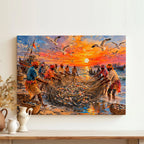 Coastal Fishermen at Sunset