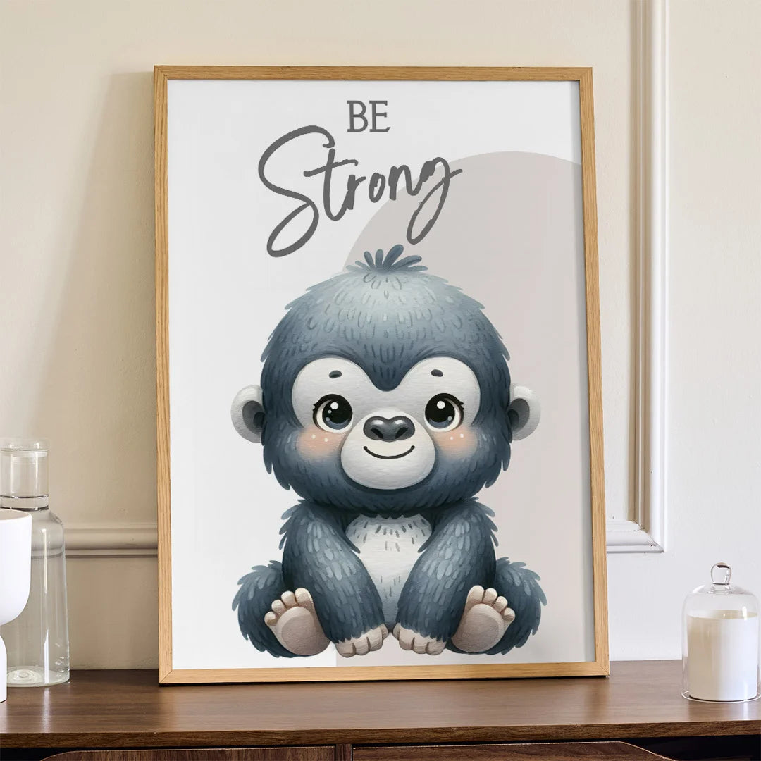 Be Strong Monkey – Cute Kids Motivational Wall Art