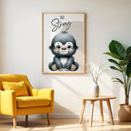 Be Strong Monkey – Cute Kids Motivational Wall Art