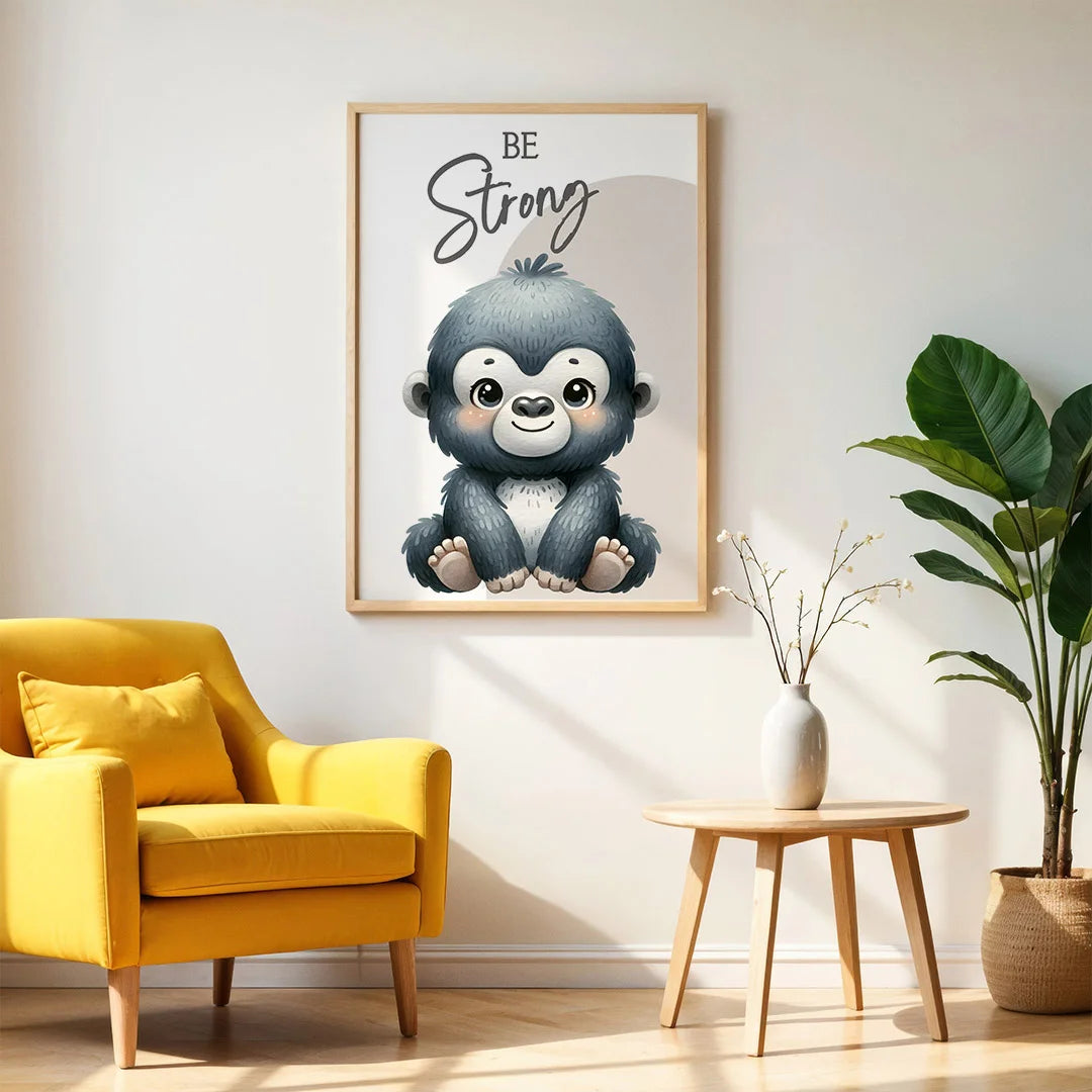 Be Strong Monkey – Cute Kids Motivational Wall Art