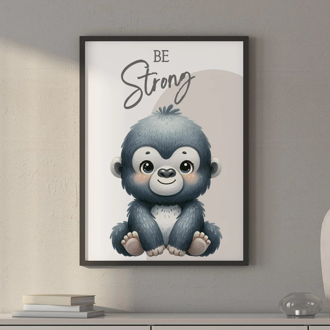 Be Strong Monkey – Cute Kids Motivational Wall Art