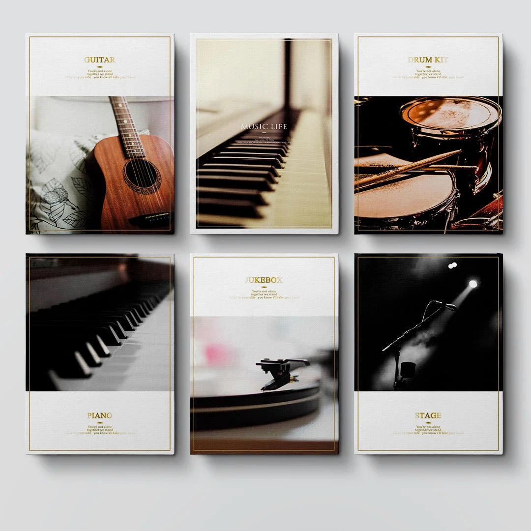 Music Life Collection – Set of 6 Vintage Music Wall Art Prints