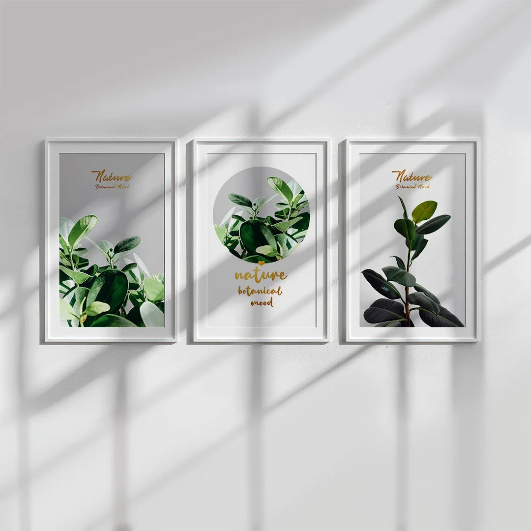 Nature Botanical Mood – Set of 3 Minimal Green Wall Art Prints